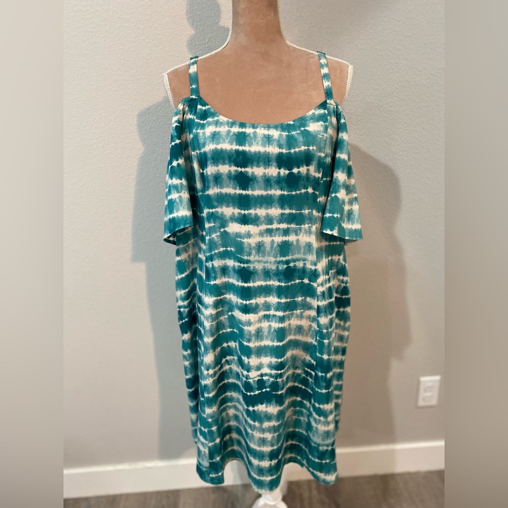 Torrid Teal and White Tie-Dye Dress